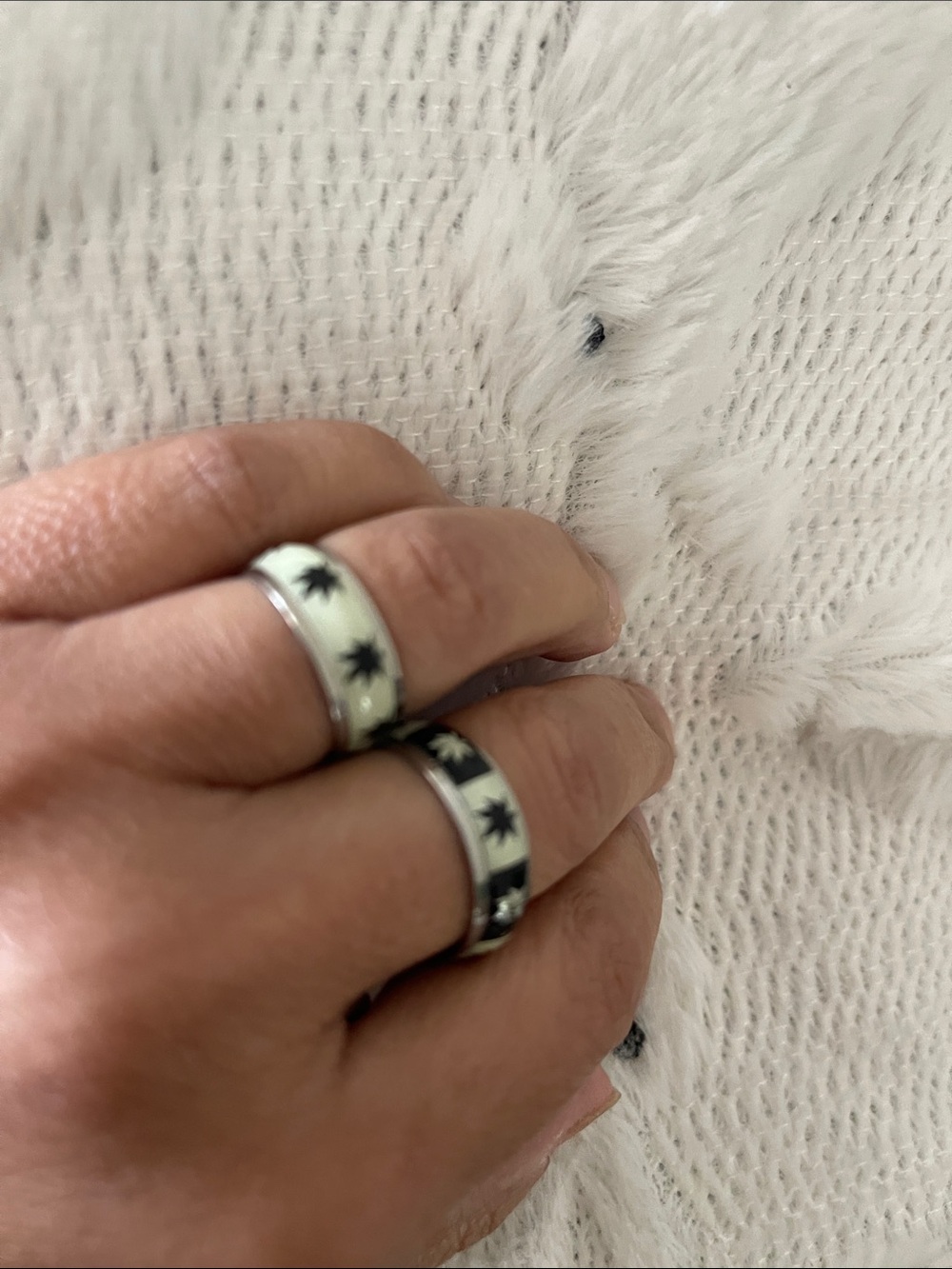 Glow in the dark ring both for one price the size 18 is a 7 in USA